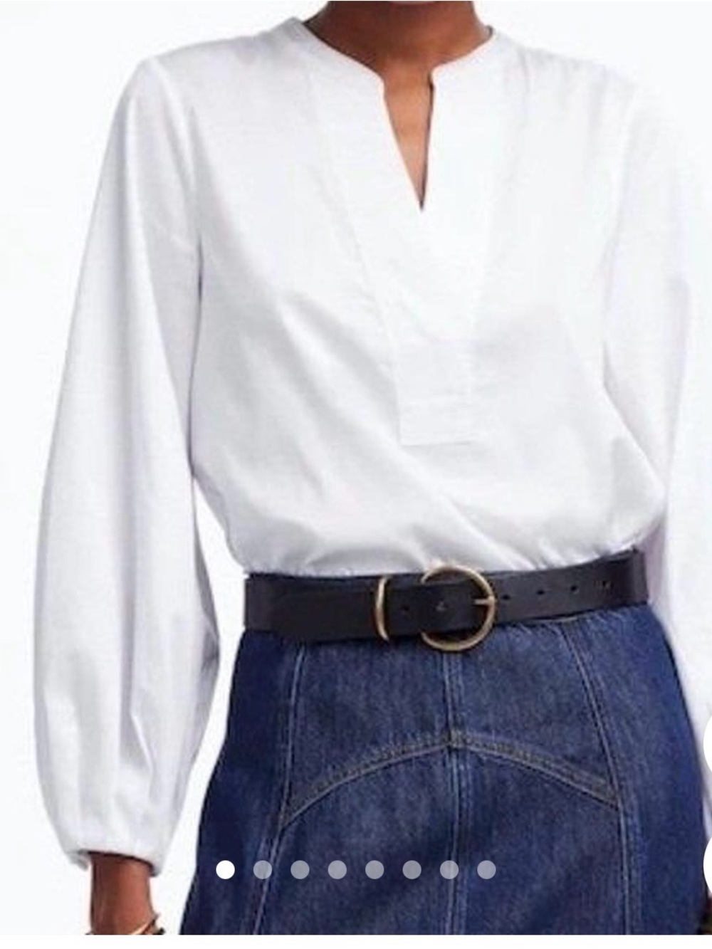 Madewell White Split-Neck Long-Sleeve Tunic Blouse